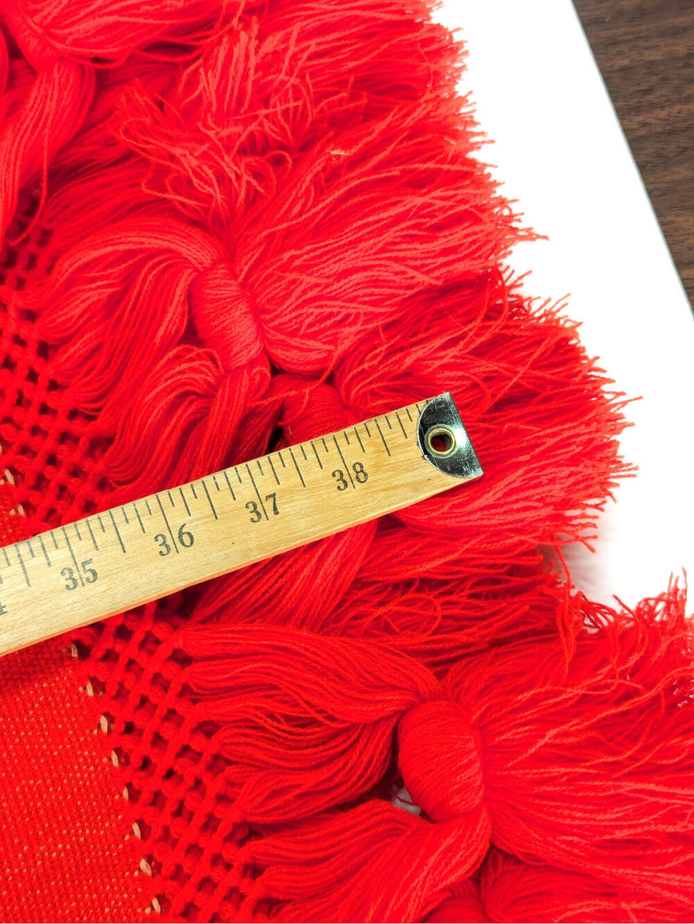 Red Pashmina Wrap With Tassles Shawl for Women Wool Cotton Blend 80" x 26" - Picture 8 of 9